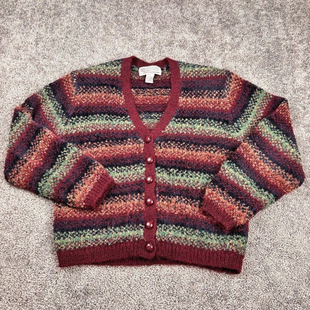 Vintage Milano Design Group Cardigan‎ Women's S Burgundy Mohair Blend Grannycore